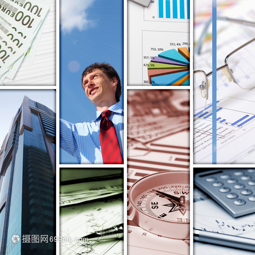 財務商業(yè)圖表的拼貼